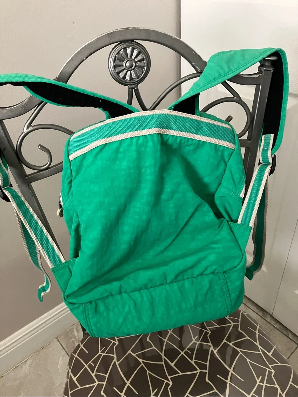KIPLING KADEN Multi Zip nylon backpack in Island Green Spectator color